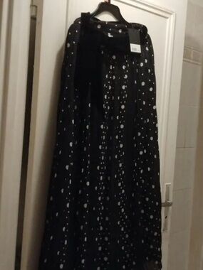 The Kooples Black Maxi Skirt with White Dot Print